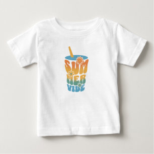 Camiseta Para Bebê Vibração de Verão Floral Retro