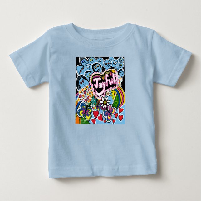 Camiseta Para Bebê Vibrações Alegres Celebram Felicidade e União (Frente)