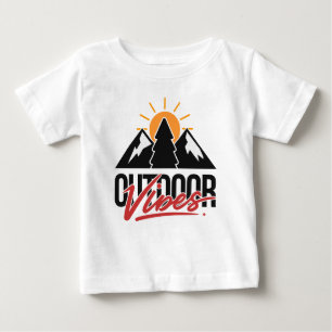 Camiseta Para Bebê Vibrações ao Ar Livre Montanha Árvore Nascer do So
