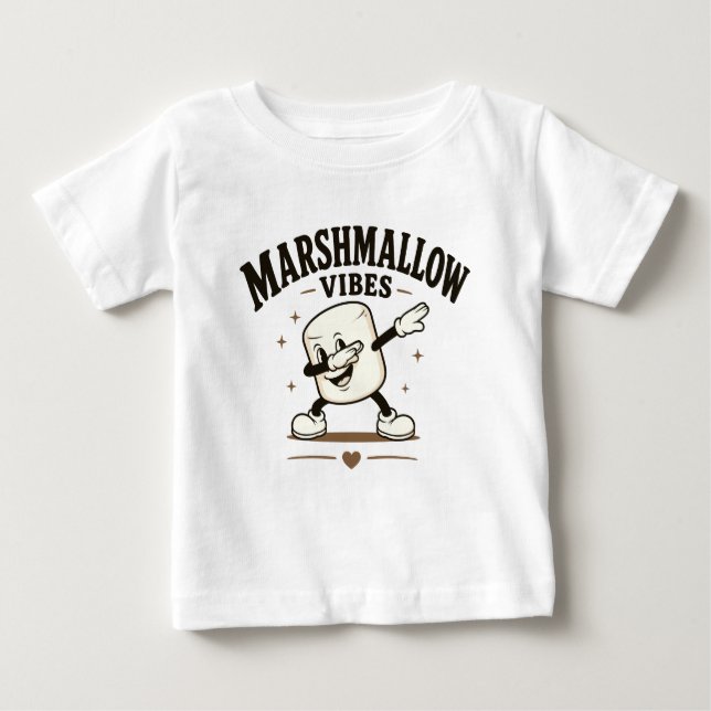 Camiseta Para Bebê Vibrações de marshmallow (Frente)