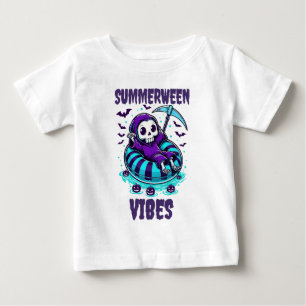 Camiseta Para Bebê Vibrações de Summerween – Ceifador Relaxado