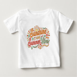 Camiseta Para Bebê Vibrações de Verão Ensolarado Retrô Boa Sensação