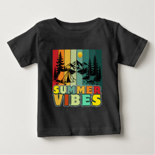 Camiseta Para Bebê vibrações de verão natureza acampamento férias ave