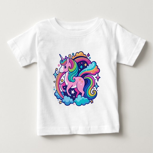 Camiseta Para Bebê Vibrant Unicorn Fantasy (Frente)