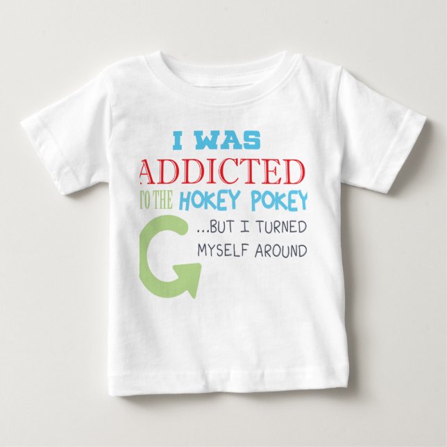 Camiseta Para Bebê Viciado ao pokey do hokey (Frente)
