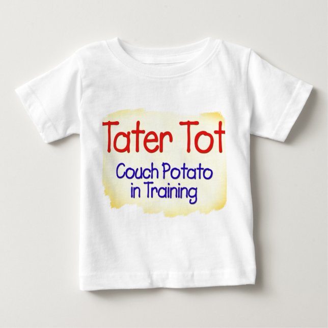 Camiseta Para Bebê Viciado em televisão do pequeno de Tater no (Frente)