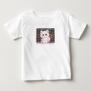 Camiseta Para Bebê Vida de Mãe de Gato engraçado