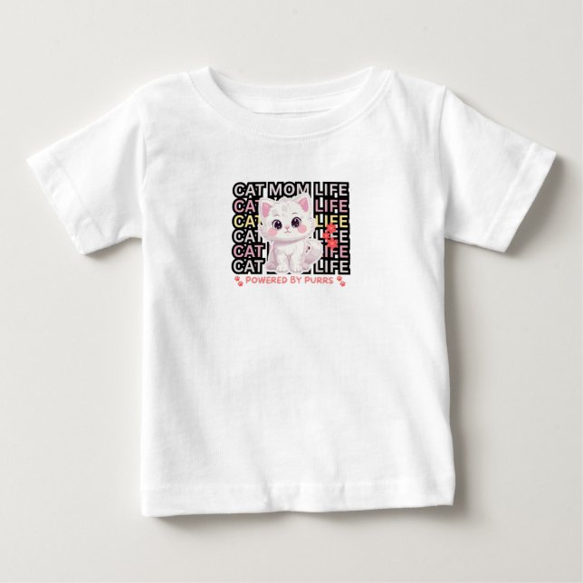 Camiseta Para Bebê Vida de Mãe de Gato engraçado (Frente)