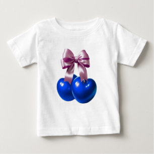 Camiseta Para Bebê Vida Macia Cereja Azul Coquete Estética