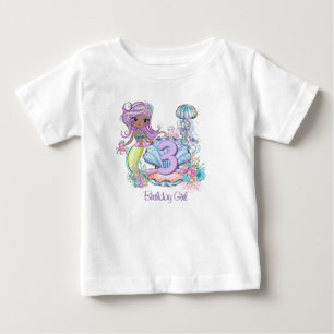 Camiseta Para Bebê Vida Marinha de Sereia Festa de Aniversário com