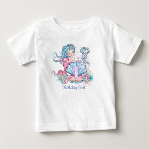 Camiseta Para Bebê Vida no Mar Mermaid Festa de aniversário com ida