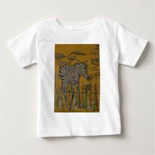 Camiseta Para Bebê Vida selvagem no Quênia Design de Arte Safari Zebr
