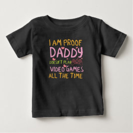 Camiseta Para Bebê Vídeo games meninas engraçadas à prova de papai