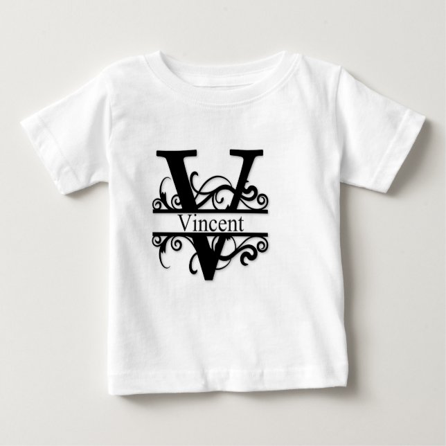 Camiseta Para Bebê Vincent V Monograma (Frente)