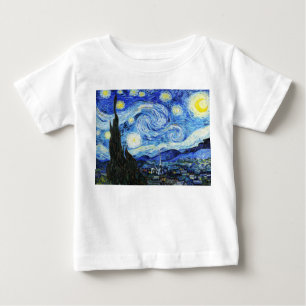 Camiseta Para Bebê Vincent Van Gogh, pintura A Noite Estrelada