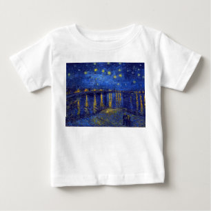 Camiseta Para Bebê Vincent Van Gogh, pintura A Noite Estrelada