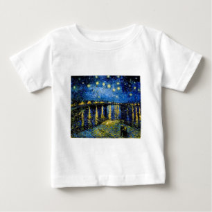 Camiseta Para Bebê Vincent Van Gogh Starry Night Over the Rhone 1888