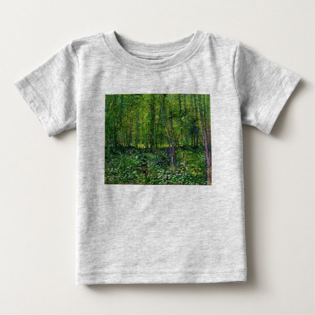 Camiseta Para Bebê Vincent Van Gogh Trees E Subcrescimento (Frente)