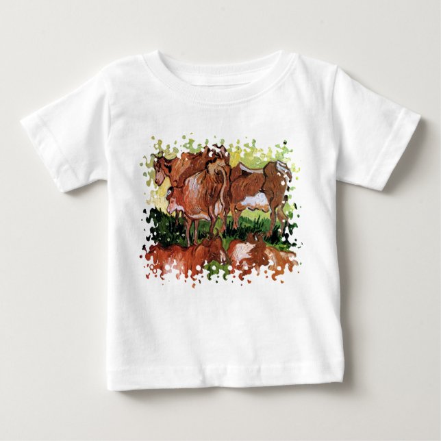 Camiseta Para Bebê Vincent Van Gogh - Vacas (Após Jordaens) de Belas  (Frente)