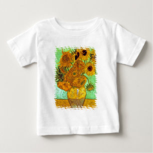 Camiseta Para Bebê Vincent van Gogh - vaso com doze girassóis