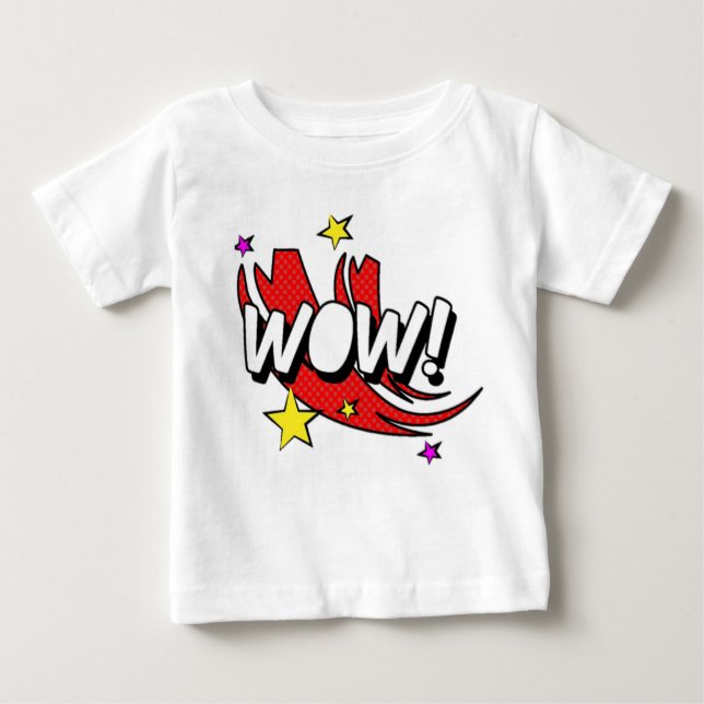 Camiseta Para Bebê Vinheta Comic Wow (Frente)