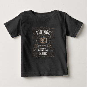 Camiseta Para Bebê Vintage 1951 Limited Edition Personalizada