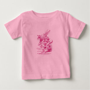 Camiseta Para Bebê Vintage Alice no coelho do branco do país das