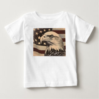 Camiseta Para Bebê Vintage American Flag with Bald Eagle