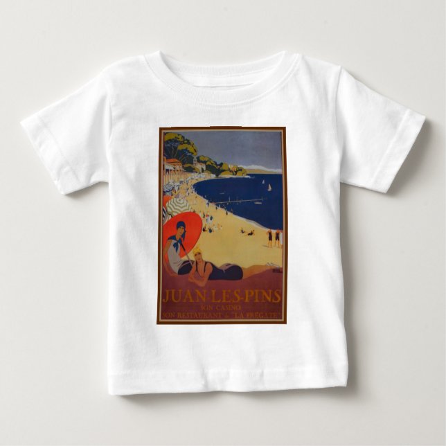 Camiseta Para Bebê Vintage Anúncio de Viagem francês (Frente)