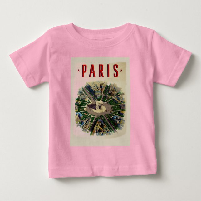 Camiseta Para Bebê Vintage Arc de Triomphe Paris (Frente)