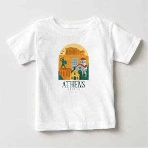 Camiseta Para Bebê Vintage Athens Grécia - Parthênon