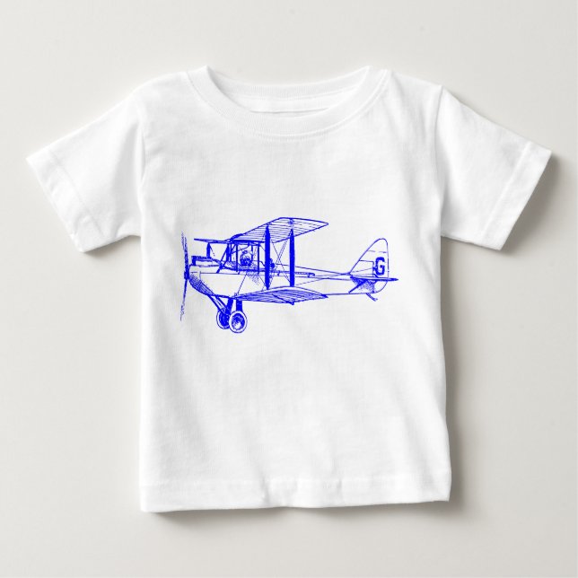 Camiseta Para Bebê Vintage Biplane - Azul (Frente)