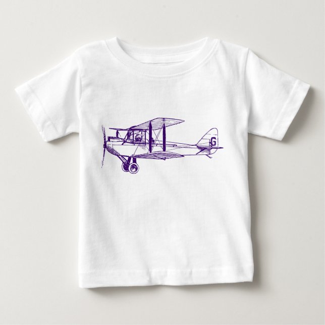 Camiseta Para Bebê Vintage Biplane - Deep Purple (Frente)