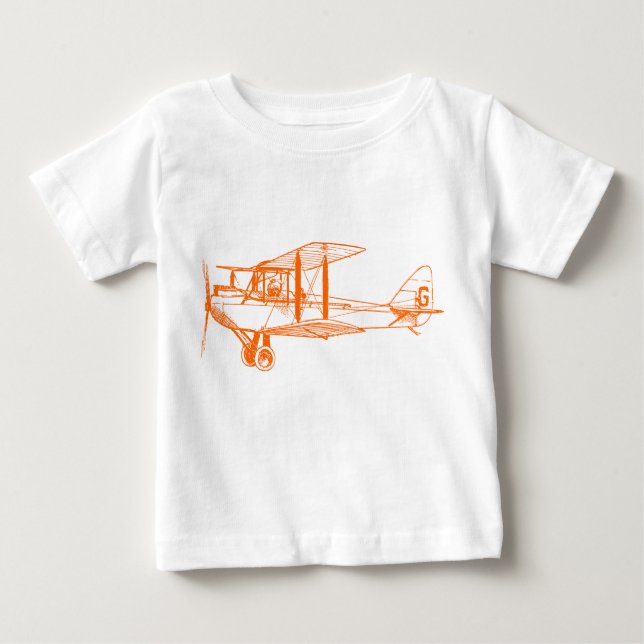 Camiseta Para Bebê Vintage Biplane - Laranja (Frente)
