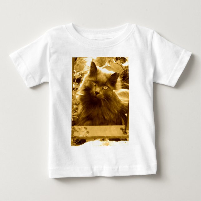 Camiseta Para Bebê Vintage Blue Cat Russo (Frente)