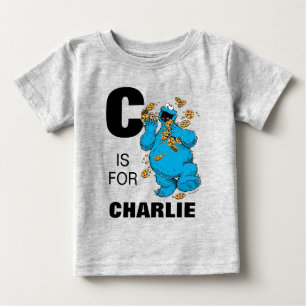 Camiseta Para Bebê Vintage - C é para Cookie Monster Adicione seu