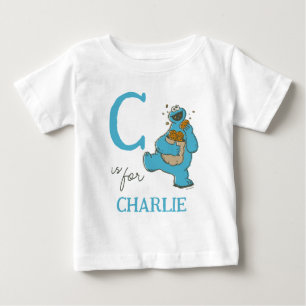 Camiseta Para Bebê Vintage - C é para Cookie Monster Adicione seu n