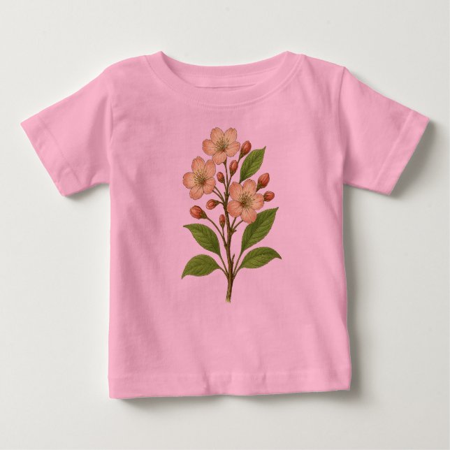 Camiseta Para Bebê Vintage cherry blossom (Frente)