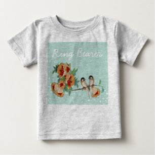 Camiseta Para Bebê Vintage Cherry Blossom Love Bird Peach