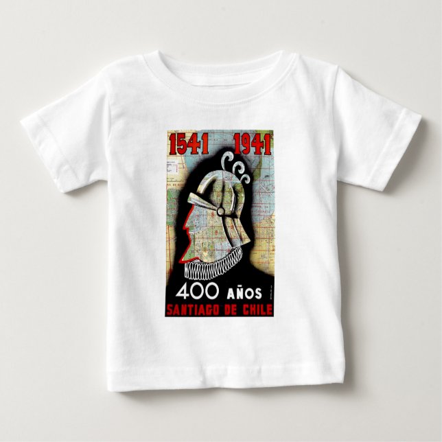 Camiseta Para Bebê Vintage Chile Santiago Viagem (Frente)
