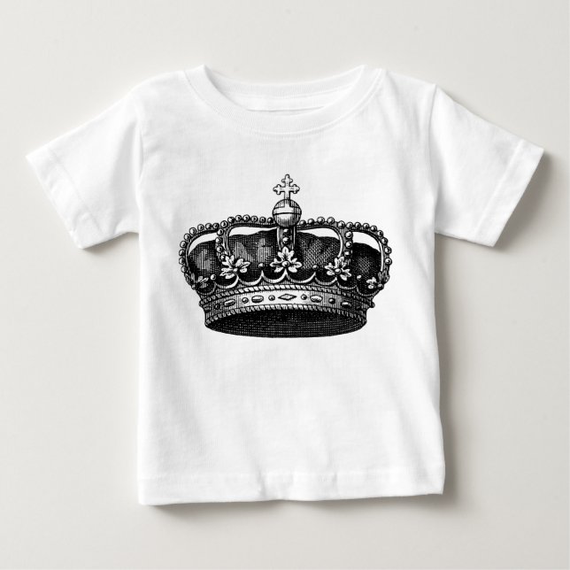 Camiseta Para Bebê Vintage Crown 02 - Black (Frente)