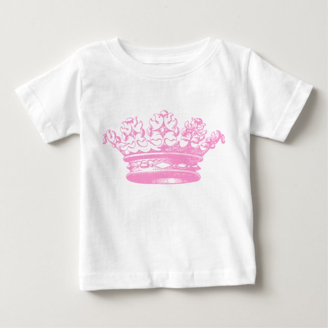 Camiseta Para Bebê Vintage Crown - Rosa (Frente)