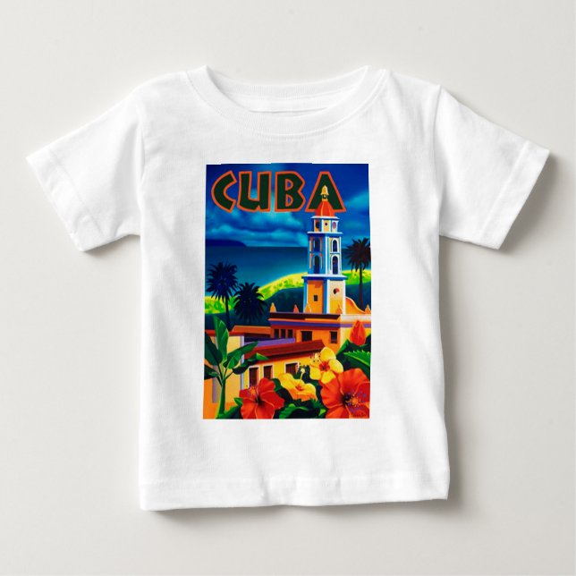 Camiseta Para Bebê Vintage Cuba Viagem (Frente)