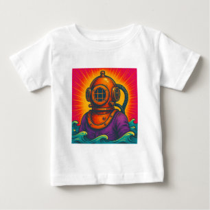 Camiseta Para Bebê Vintage Deep Sea Diver