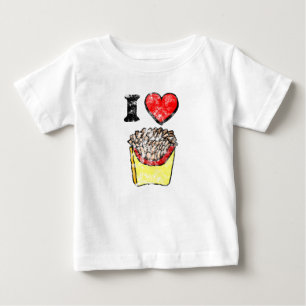 Camiseta Para Bebê Vintage Eu Adoro Batatas Fritas