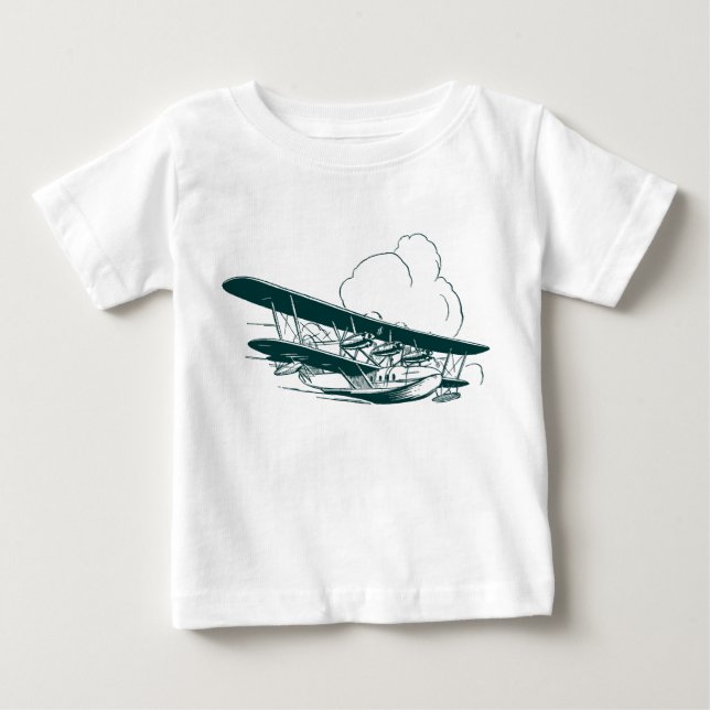 Camiseta Para Bebê Vintage Flying Boat (Frente)