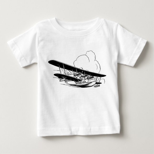 Camiseta Para Bebê Vintage Flying Boat (Frente)