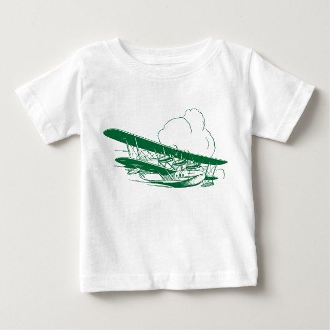 Camiseta Para Bebê Vintage Flying Boat (Frente)