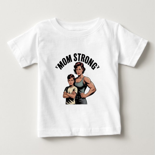 Camiseta Para Bebê vintage forte da mãe (Frente)