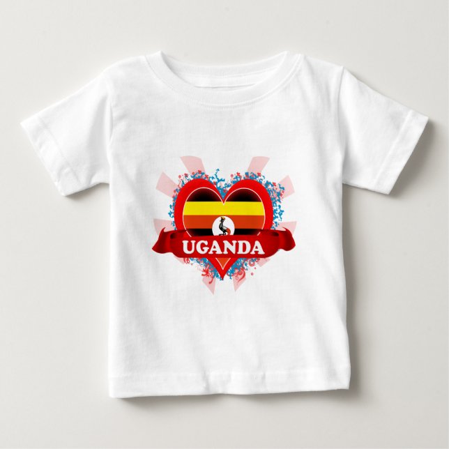 Camiseta Para Bebê Vintage I Love Uganda (Frente)